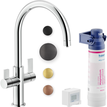 NOBILI SOURCE FILTRE ROBINET BICOMMANDE AVEC SYSTÈME FILTRANT DE CUISINE CANNE DE FUSIL PVD