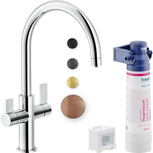 NOBILI SOURCE FILTRE MITIGEUR DOUBLE COMMANDE AVEC SYSTÈME FILTRANT DE CUISINE EN CUIVRE ESPACE. PVD