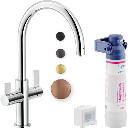 NOBILI SOURCE FILTRE MITIGEUR DOUBLE COMMANDE AVEC SYSTÈME FILTRANT DE CUISINE EN CUIVRE ESPACE. PVD